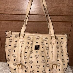 MCM Tan Logo Tote Bag